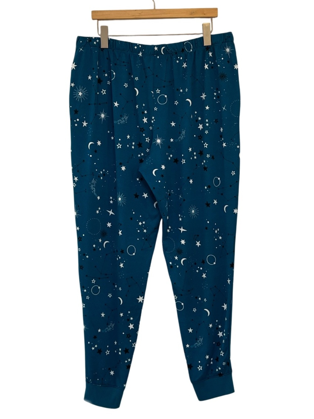 Joyspun Celestial Stars & Moon Brushed Hacci Pajama Set XL Astro Teal Blue - Picture 8 of 9